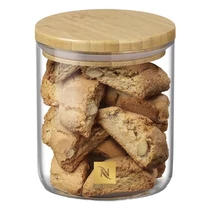 Kávékapszula tartó üveg bambuszfedéllel