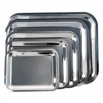 Tálca szögletes rozsdamentes acél krómozott 45 x 35,5 cm