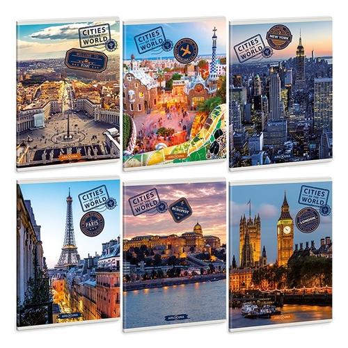 Füzet ARS UNA A/5 40 lapos extra kapcsos vonalas cities of the world