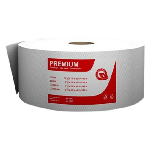 Toalettpapír FORTUNA Premium Jumbo midi tekercses 2 rétegű 23cm 244m hófehér 6/csom
