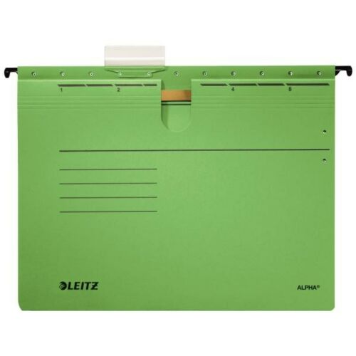 Függőmappa gyorsfűző szerkezettel LEITZ Alpha A/4 karton zöld 25 db/doboz