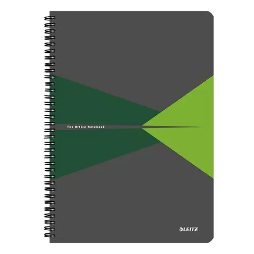 Spirálfüzet LEITZ Office A/4 PP borítóval 90 lapos kockás zöld