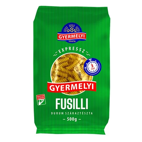 Száraztészta fusilli GYERMELYI Expressz durum 500g