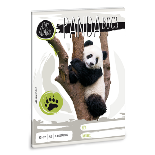 Füzet ARS UNA A/5 32 lapos vonalas 12-32 III.osztályos Cuki állatok-panda