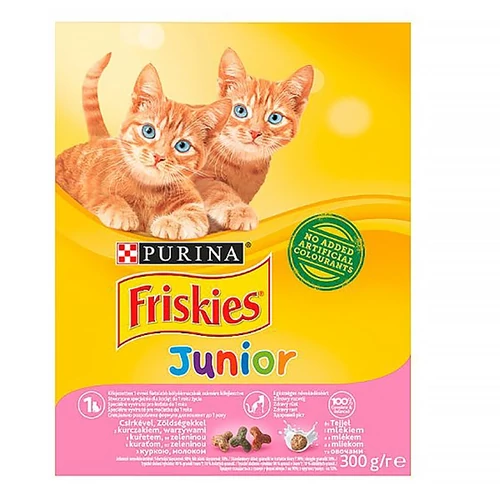 Állateledel száraz PURINA Friskies Junior macskáknak csirkével, zöldségkkel és tejjel 300 g