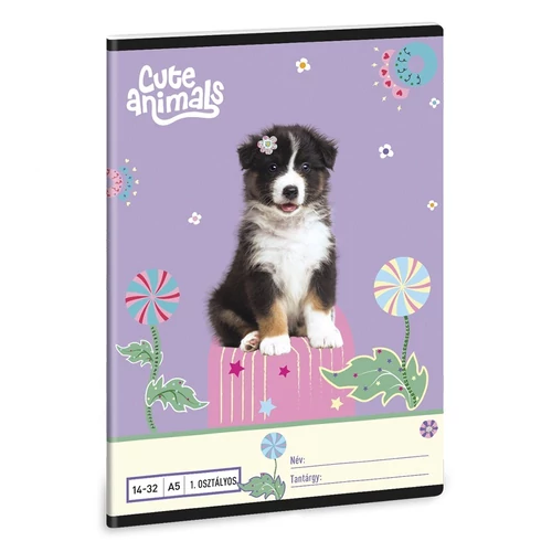Füzet vonalas ARS UNA A/5 32 lapos 14-32 1.osztályos Cute Animals-Aussie