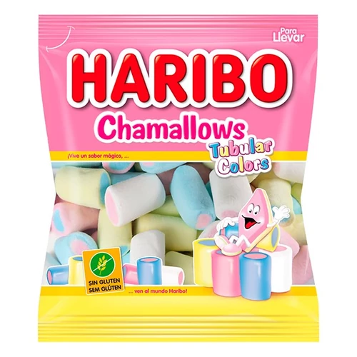 Gumicukor HARIBO Chamallows Tubular Colors gluténmentes 90 g