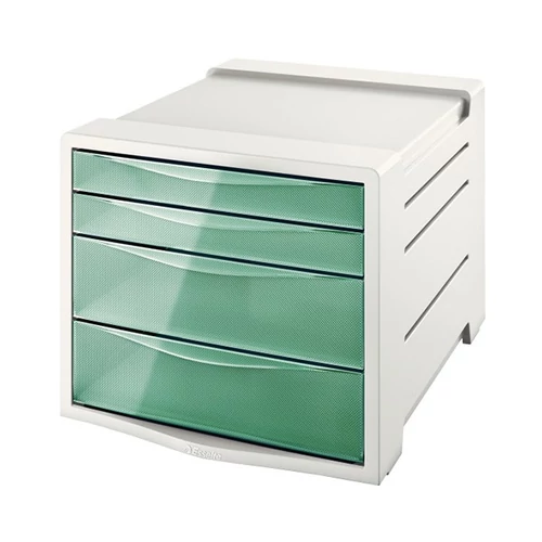 Irattároló ESSELTE Colour Breeze 4 fiókos műanyag áttetsző szürke/zöld