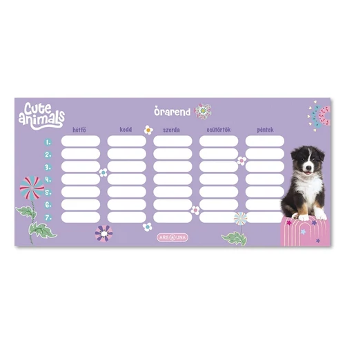 Órarend ARS UNA egylapos kétoldalas Animals-Aussie