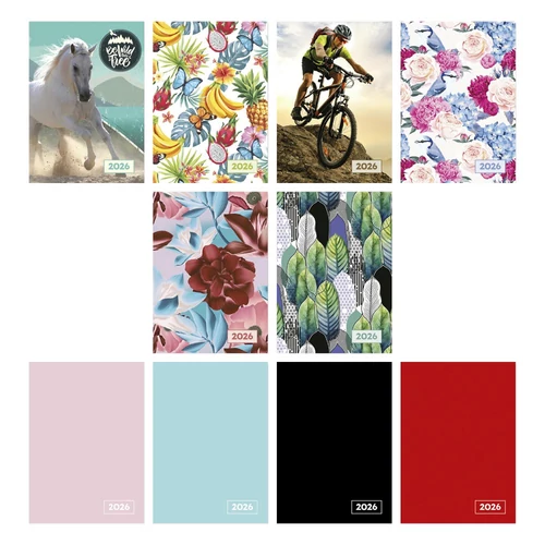 Zsebnaptár VECTRALINE A/7 álló fehér lapos vegyes mintás 2026.